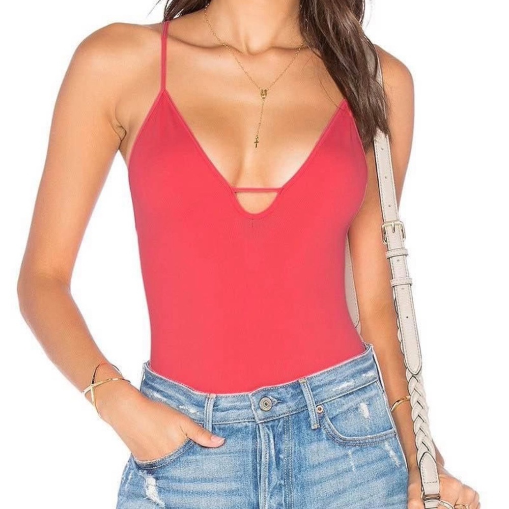 Free People Move Along Bright Red Bodysuit M/L